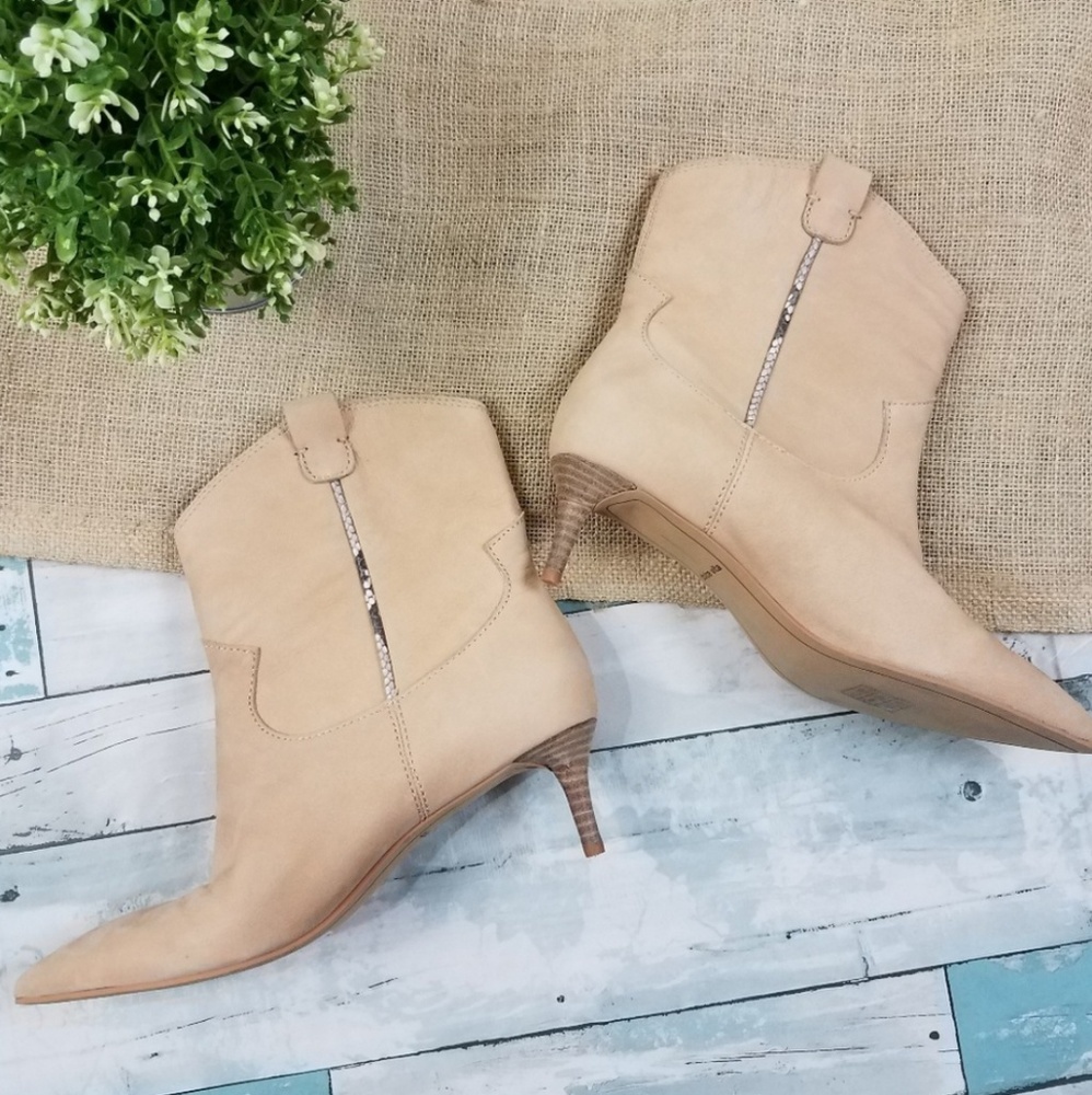 Dolce Vita Nude Reece Kitten Heel Leather Booties